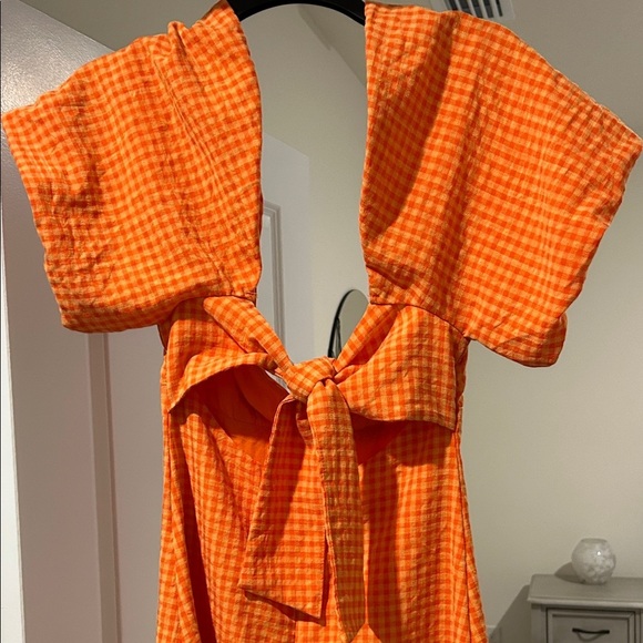 LOUNA Vibrant Orange Checkered Mini Dress - Picture 4 of 6